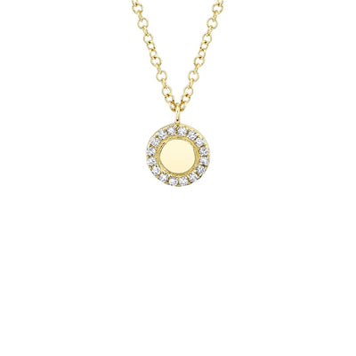 Shy Creation Diamond Halo Disc Necklace
