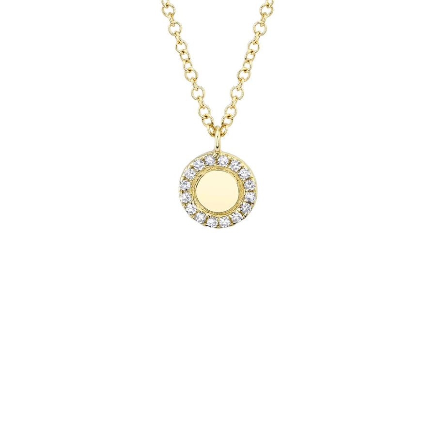 Shy Creation Diamond Halo Disc Necklace