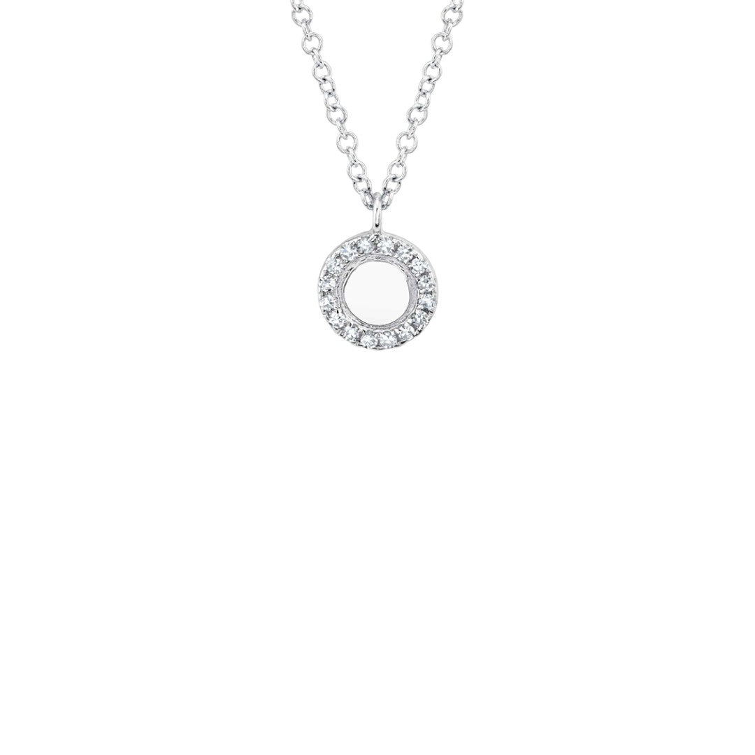 Shy Creation Diamond Halo Disc Necklace