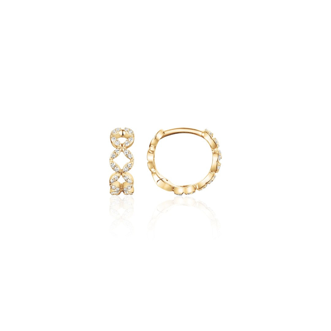 Diamond Open Lattice Huggie Hoops