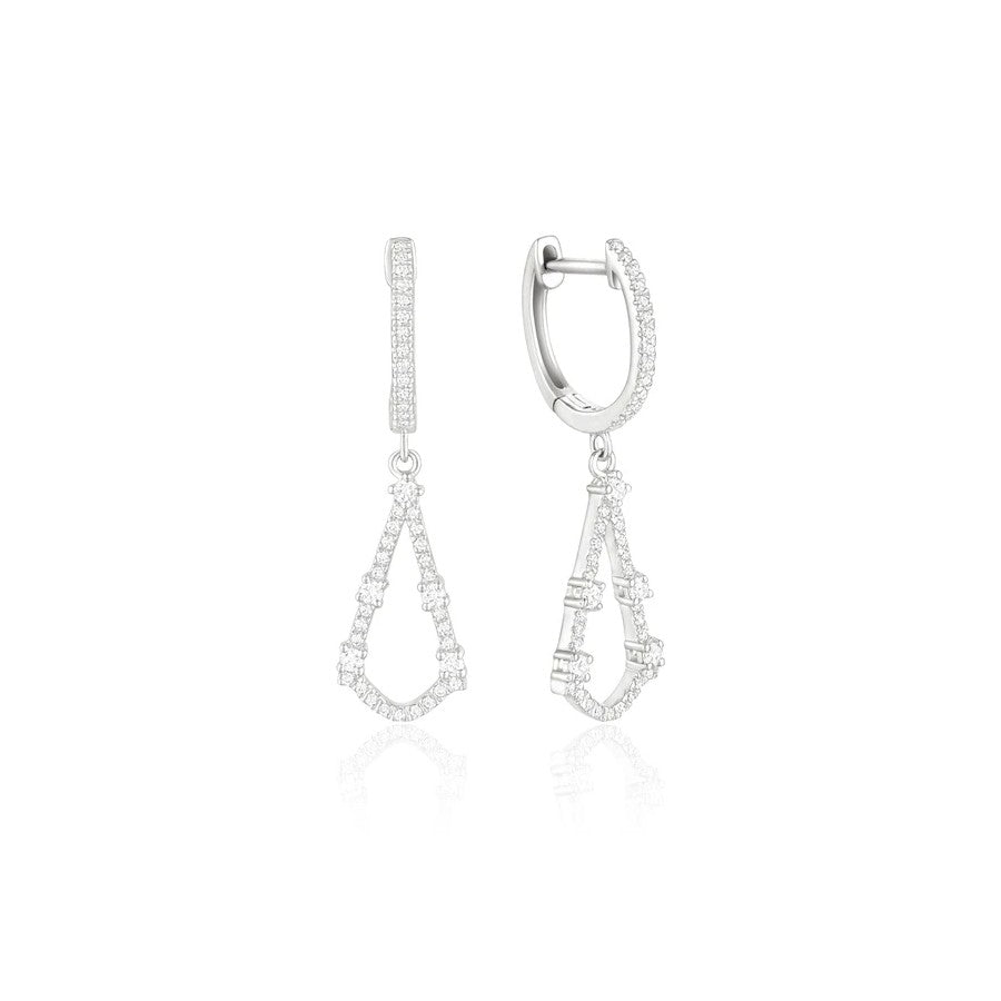Diamond Open Teardrop Huggie Earrings