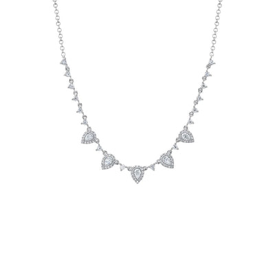 Shy Creation Diamond Pear Necklace in White Gold