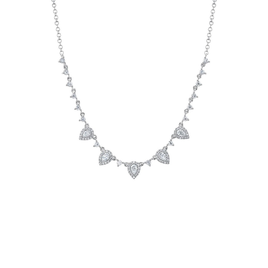 Shy Creation Diamond Pear Necklace in White Gold