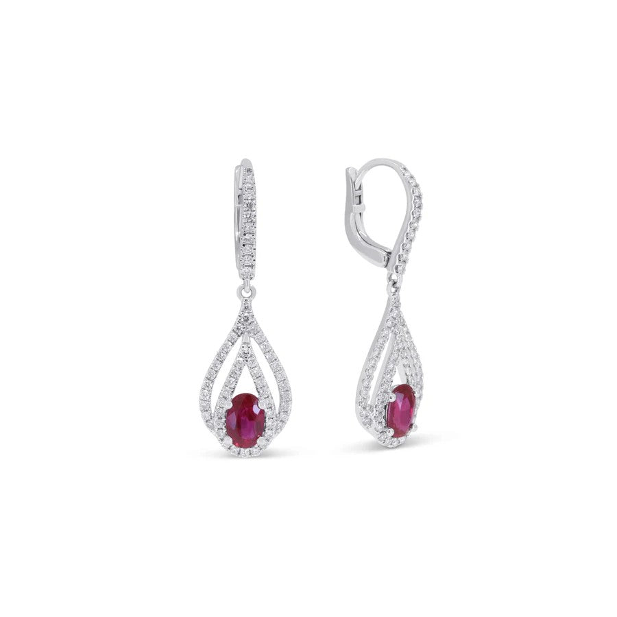 Diamond & Ruby Drop Earrings