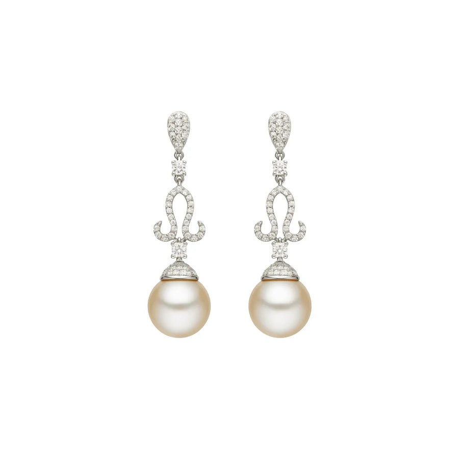 Diamond & South Sea Pearl Drop Earrings