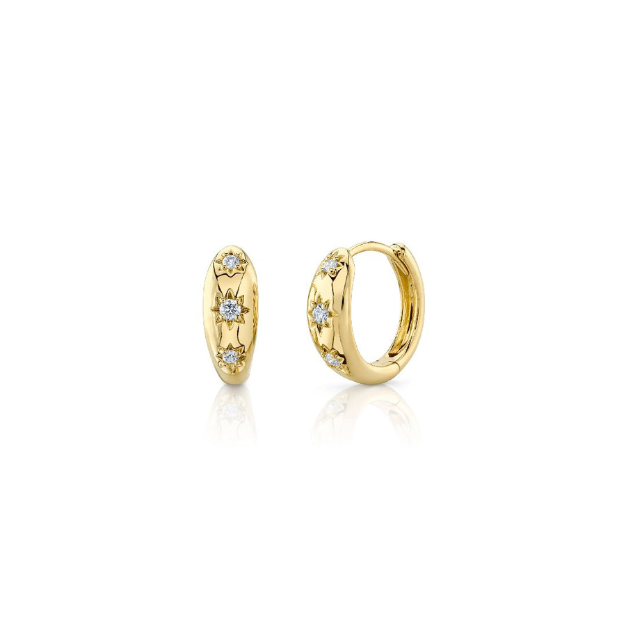 Shy Creation Diamond Stars Huggie Hoops