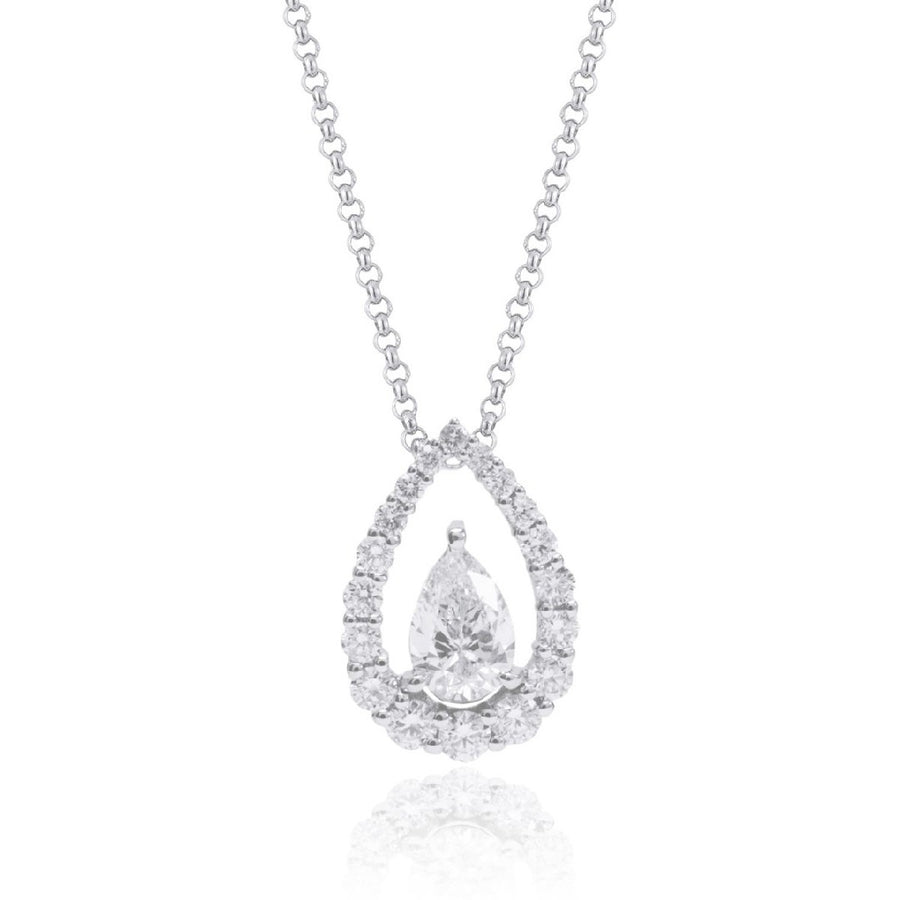 Diamond Teardrop Necklace in 18k White Gold