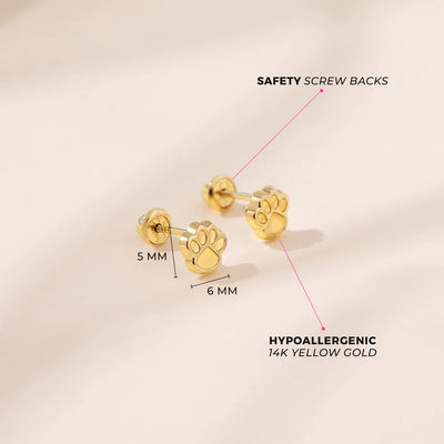 Dog Paw Little Girl's Stud Earrings