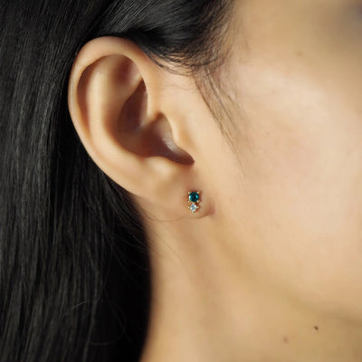 Emerald & CZ Stud Earrings