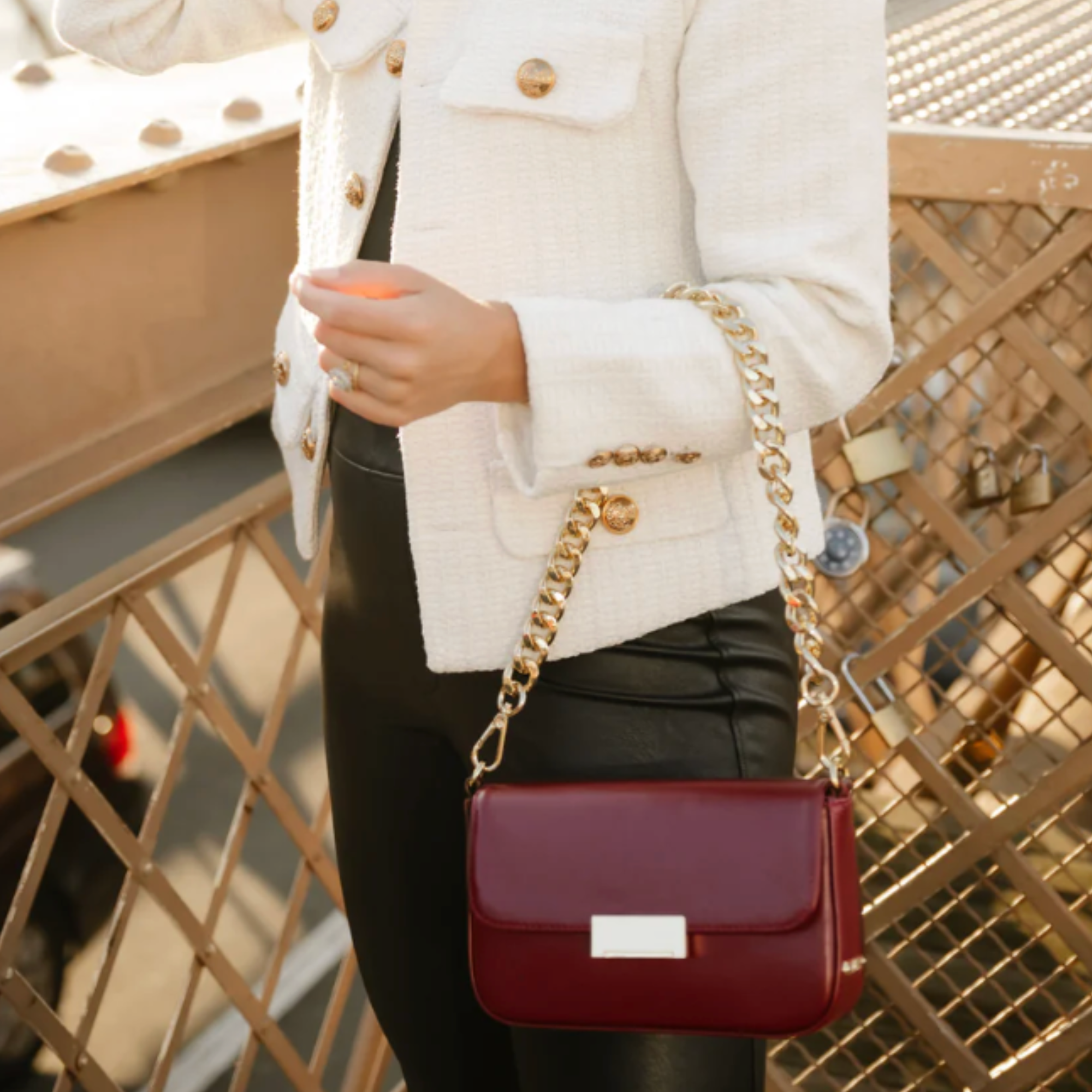 Gigi NY Edie Shoulder Bag in European Calfskin Leather