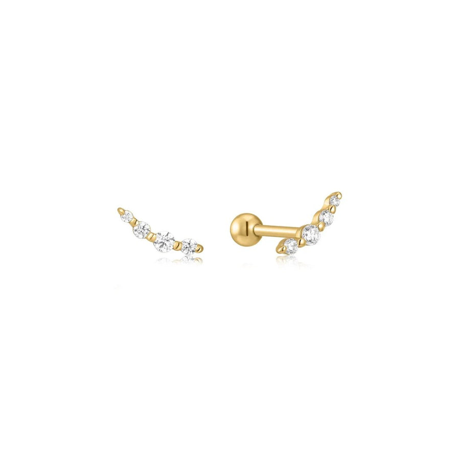 Eklexic Graduated CZ Curved Bar Earrings