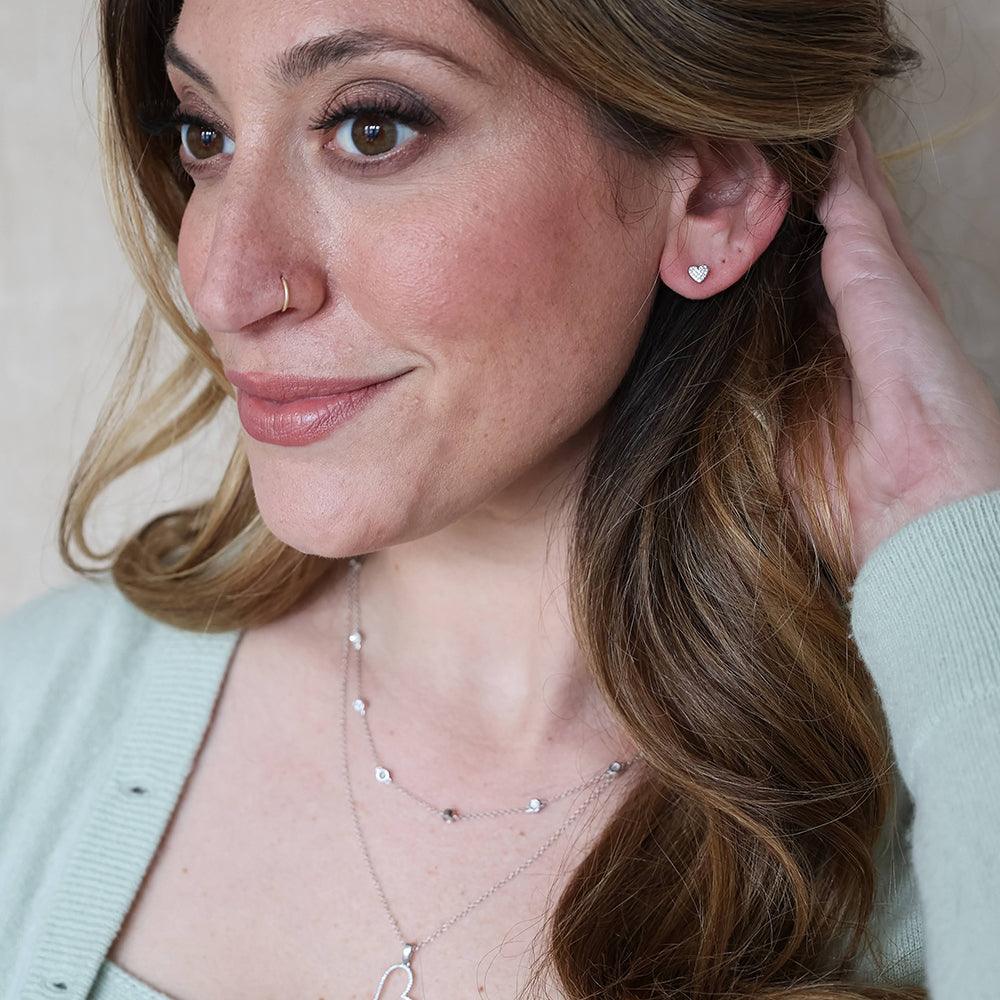 Ella Stein Diamond Heart Stud Earrings