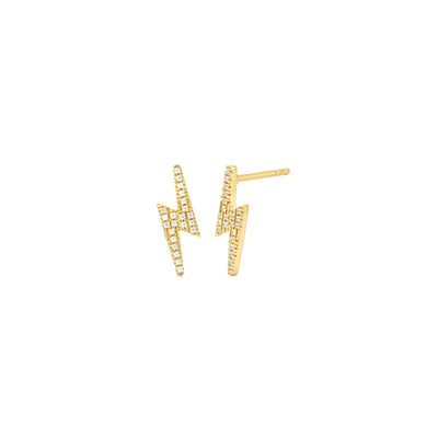 Ella Stein Pave Diamond Lightning Bolt Stud Earrings
