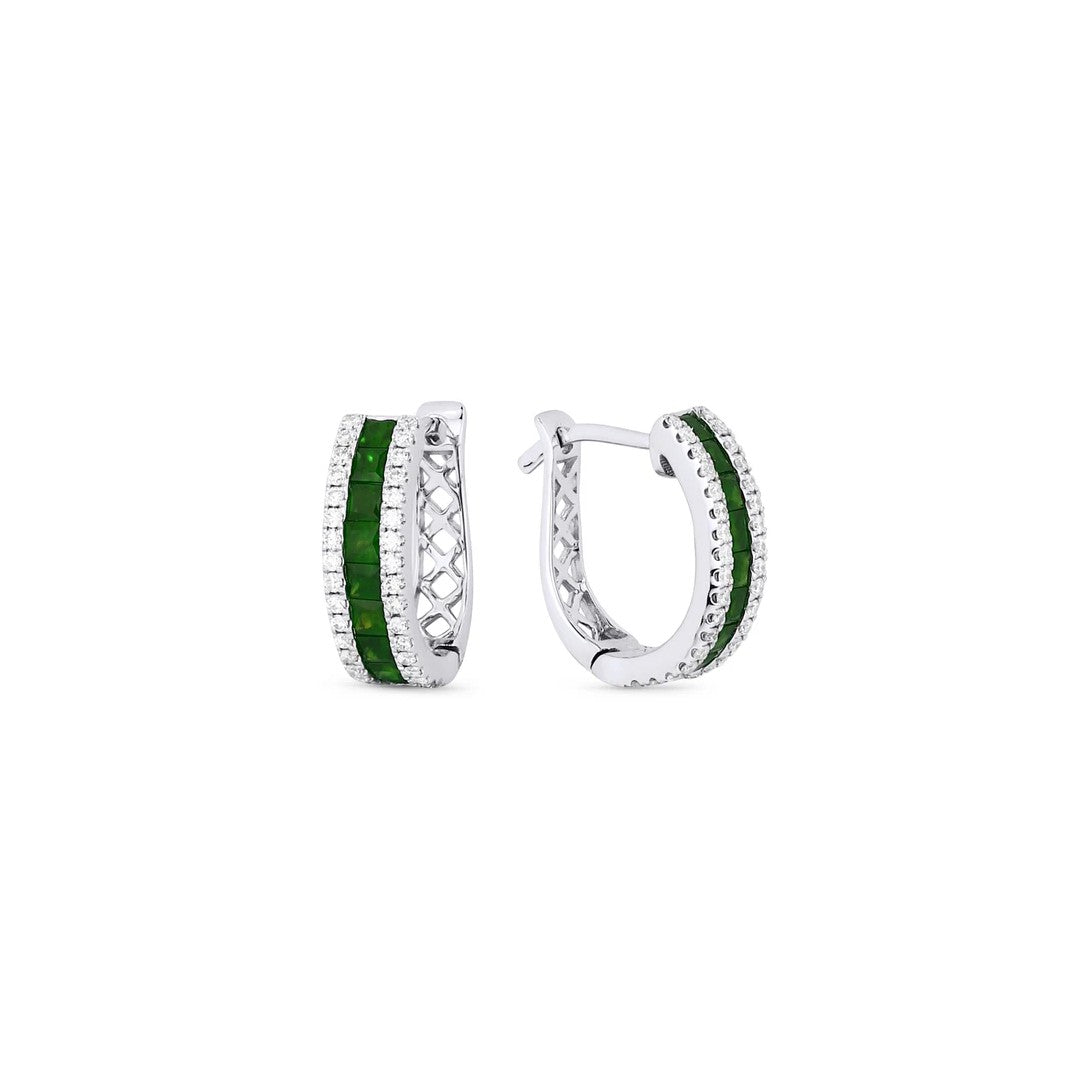 Emerald & Diamond Hoops
