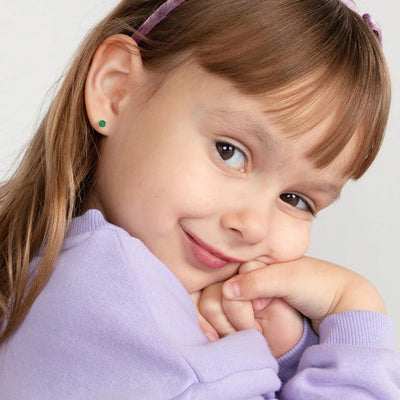 Emerald Prong Set Little Girl's Stud Earring