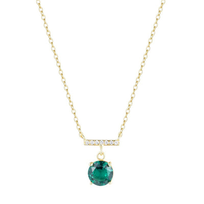 Gemstone Solitaire & Crystal Bar Necklace