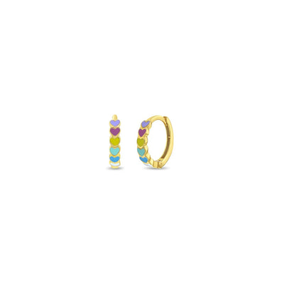Enamel Heart Little Girl's Hoop Earrings
