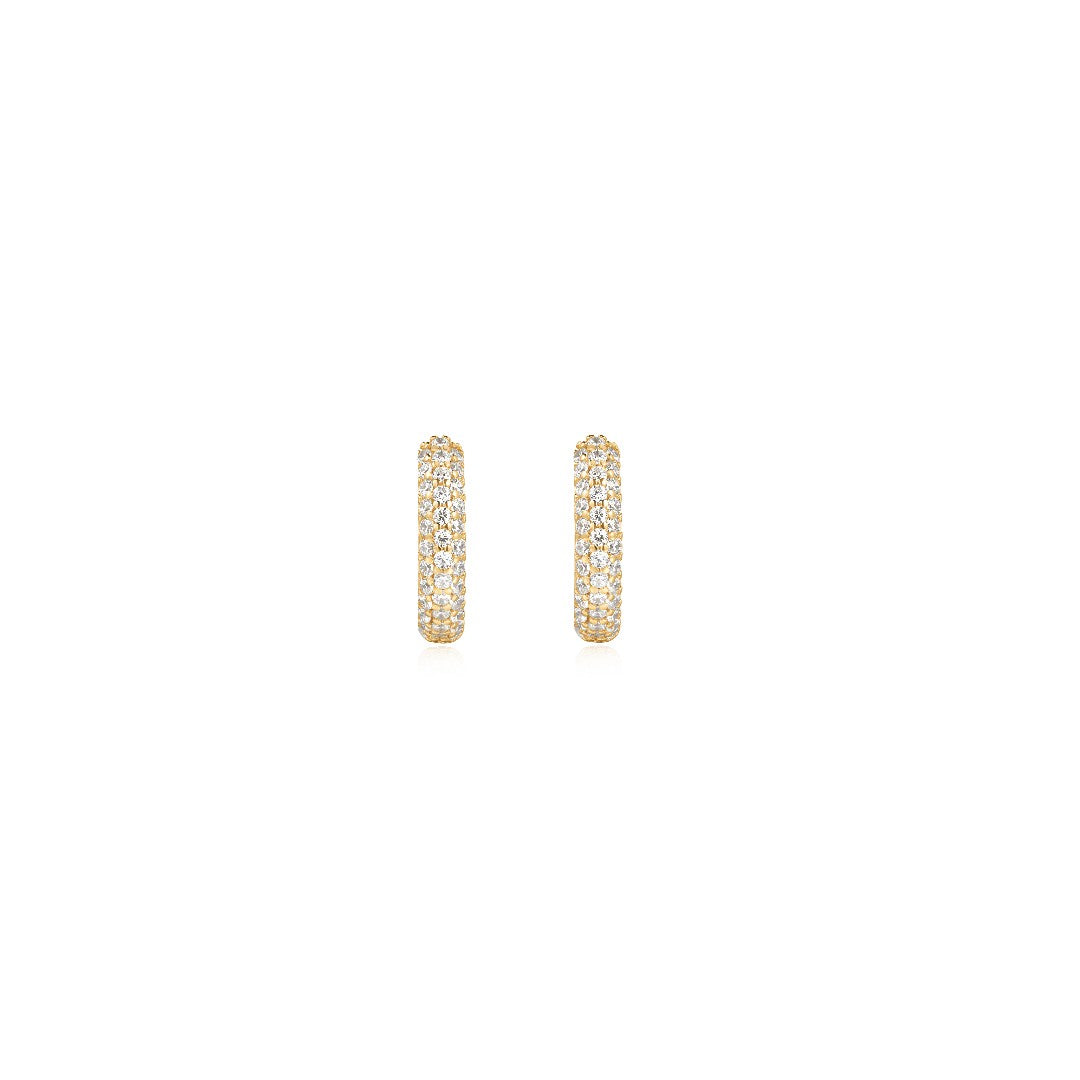 Gold Pave Cubic Zirconia Huggie Hoops
