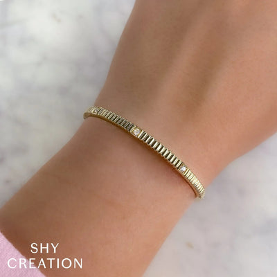 Shy Creation Fluted Bangle Bracelet