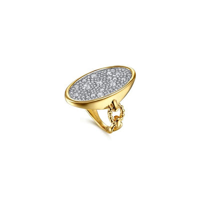Gabriel & Co. Diamond Elongated Oval Signet Ring