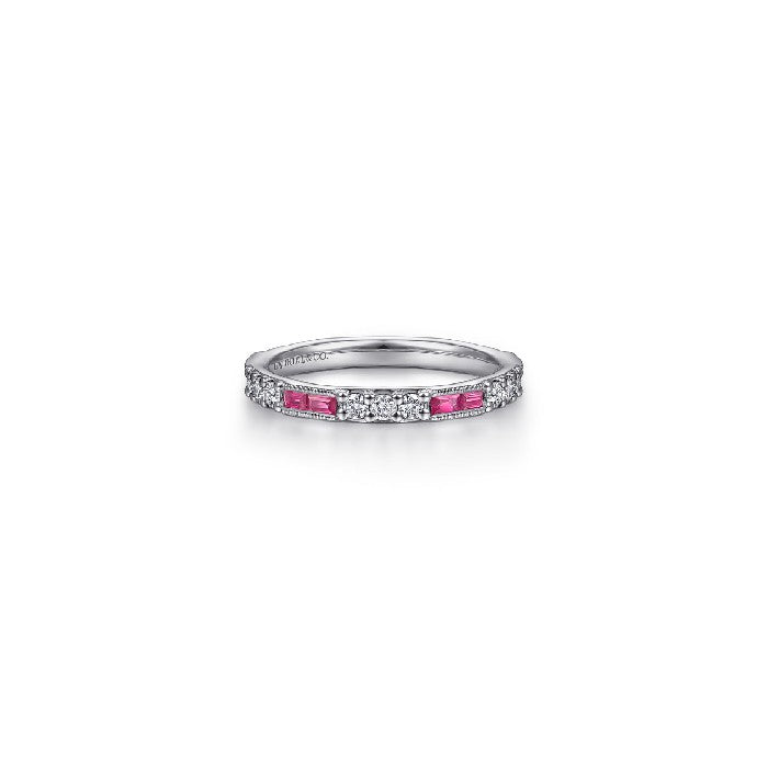 Gabriel & Co. Diamond & Baguette Ruby Ring