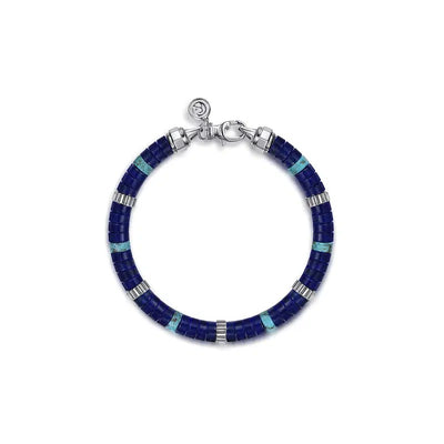 Gabriel & Co. Lapis & Turquoise Cylinder Men's Bracelet