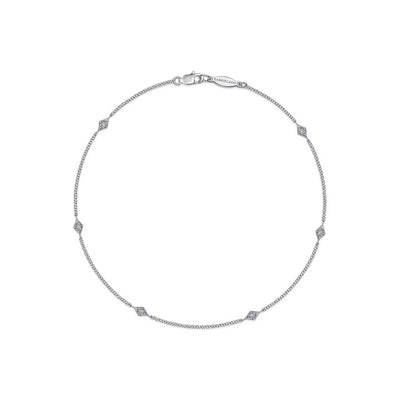 Gabriel & Co. Marquise Shaped Diamond Stations Anklet