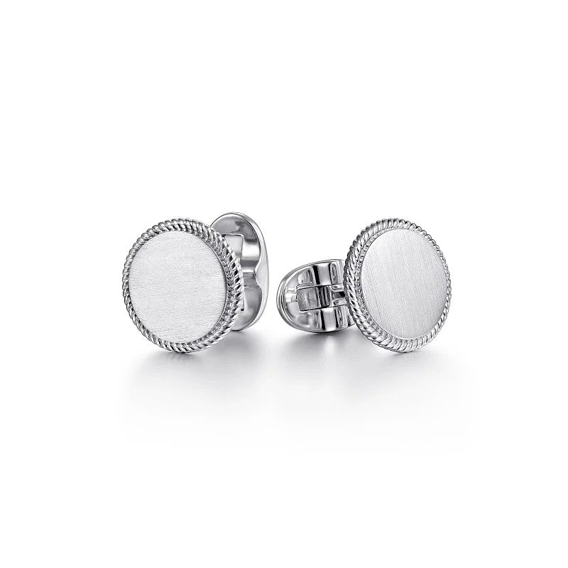 Gabriel & Co. Round Cufflinks with Twisted Rope Trim