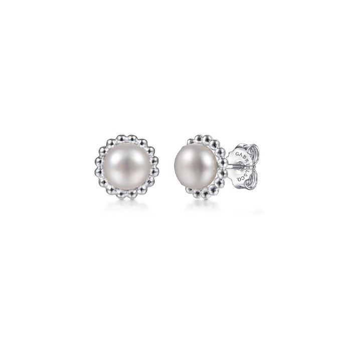 Gabriel & Co. Round Pearl Bujukan Stud Earrings