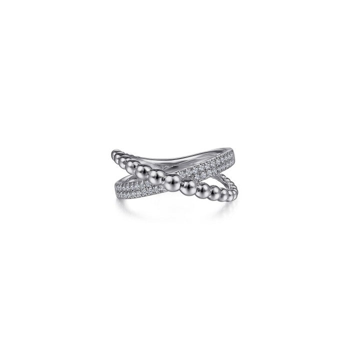Gabriel & Co. White Sapphire Bujukan Criss Cross Ring