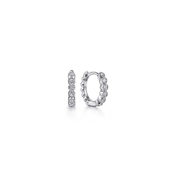 Gabriel & Co. White Sapphire Bujukan Huggie Hoops
