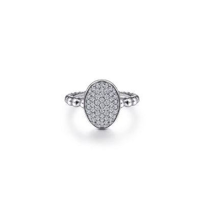 Gabriel & Co. White Sapphire Oval Bujukan Signet Ring