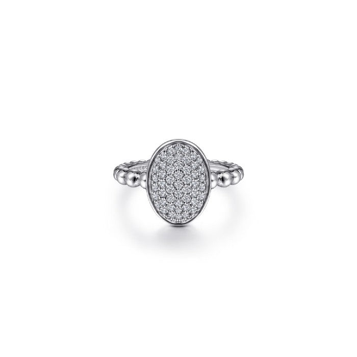 Gabriel & Co. White Sapphire Oval Bujukan Signet Ring