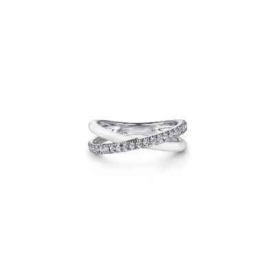 Gabriel & Co. White Sapphire & White Enamel Criss Cross Ring