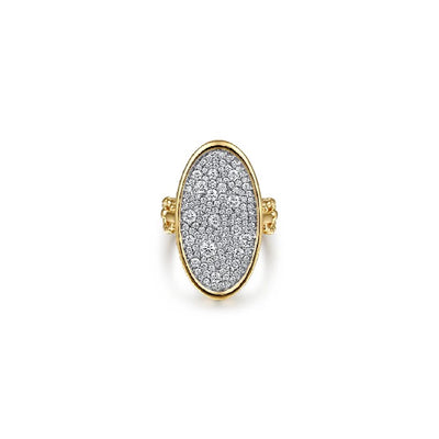 Gabriel & Co. Diamond Elongated Oval Signet Ring