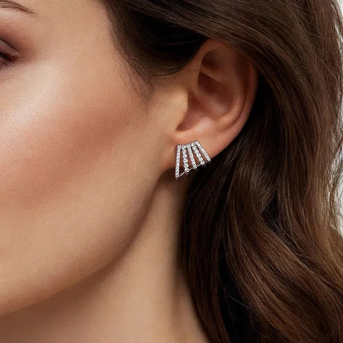 Gabriel & Co. Diamond Fanned J Hoop Earrings