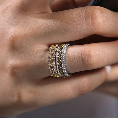 Gabriel & Co. Two-Tone Diamond Layered Ring