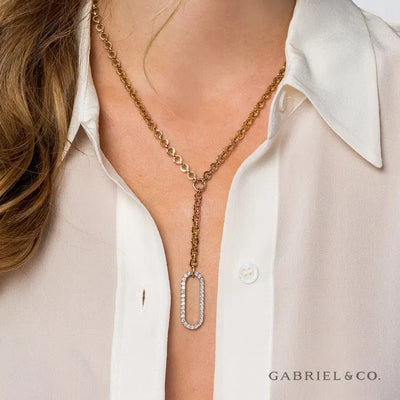 Gabriel & Co. Hollow Tube Diamond Link Necklace