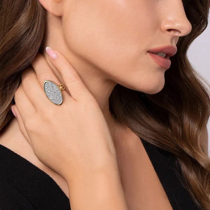 Gabriel & Co. Diamond Elongated Oval Signet Ring