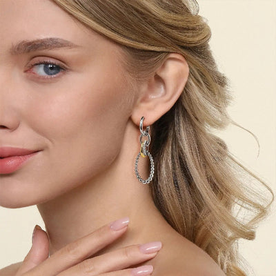 Gabriel & Co. White Sapphire Bujukan Link Drop Earrings