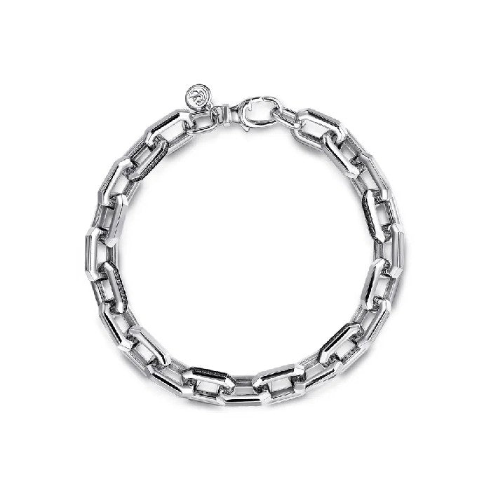 Gabriel & Co. Faceted Chain Black Spinel Men's Bracelet