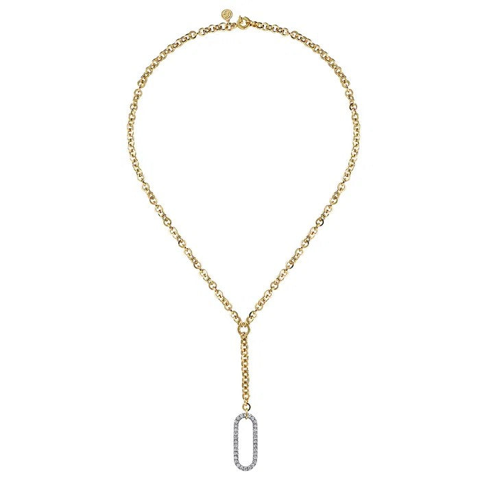 Gabriel & Co. Hollow Tube Diamond Link Necklace