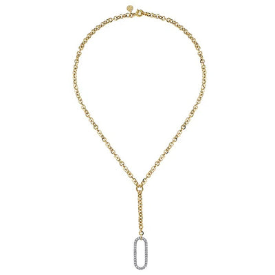 Gabriel & Co. Hollow Tube Diamond Link Necklace