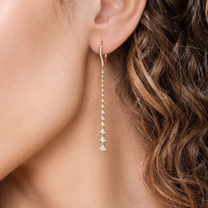 Gabriel & Co. Long Graduating Diamond Bar Earrings