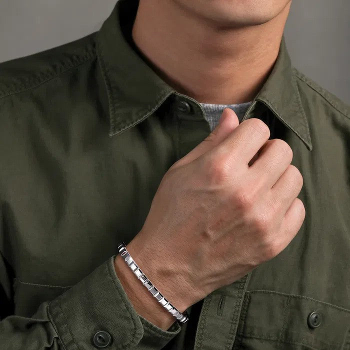 Gabriel & Co. Angular Cuts Square Men's Open Cuff