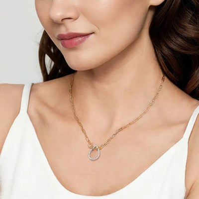 Gabriel & Co. Diamond Open Drop Paperclip Chain Necklace
