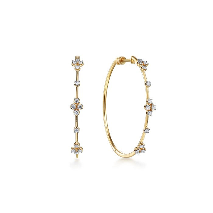 Gabriel & Co. Prong Set Round Classic Diamond Hoops