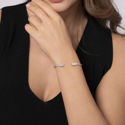 Gabriel & Co. Teardrop White Sapphire Pave Split Bangle