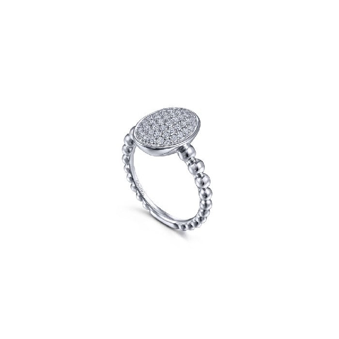Gabriel & Co. White Sapphire Oval Bujukan Signet Ring