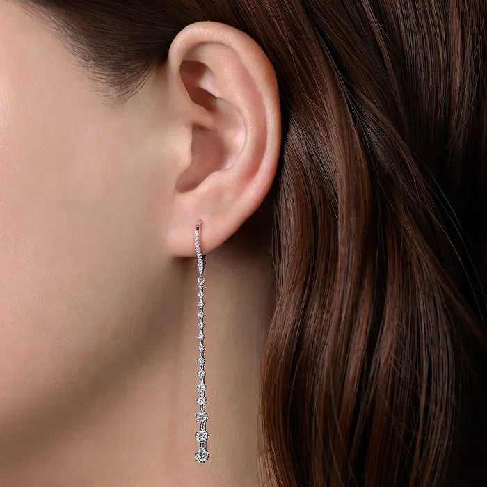 Gabriel & Co. Long Graduating Diamond Bar Earrings